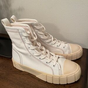 Zara White Canvas High-Top Sneakers